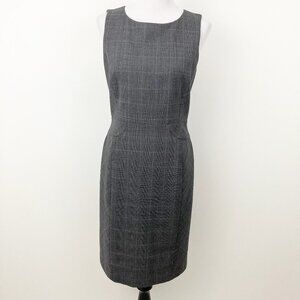 Hobbs London Gray Plaid Sheath Dress Size 6 Wool Blend Professional Sleeveless